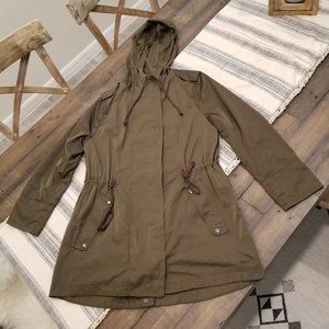 Gap Hooded Light Parka, Olive Green, Medium Petite, Gently Used